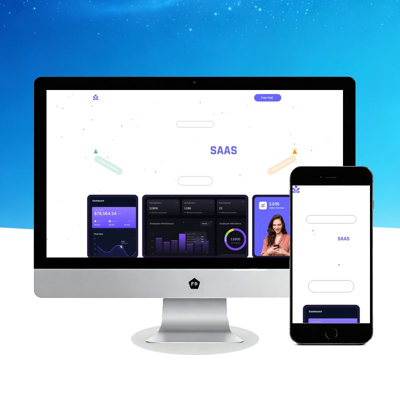IT软件SaaS企业官网模板-紫黑创新科技风格